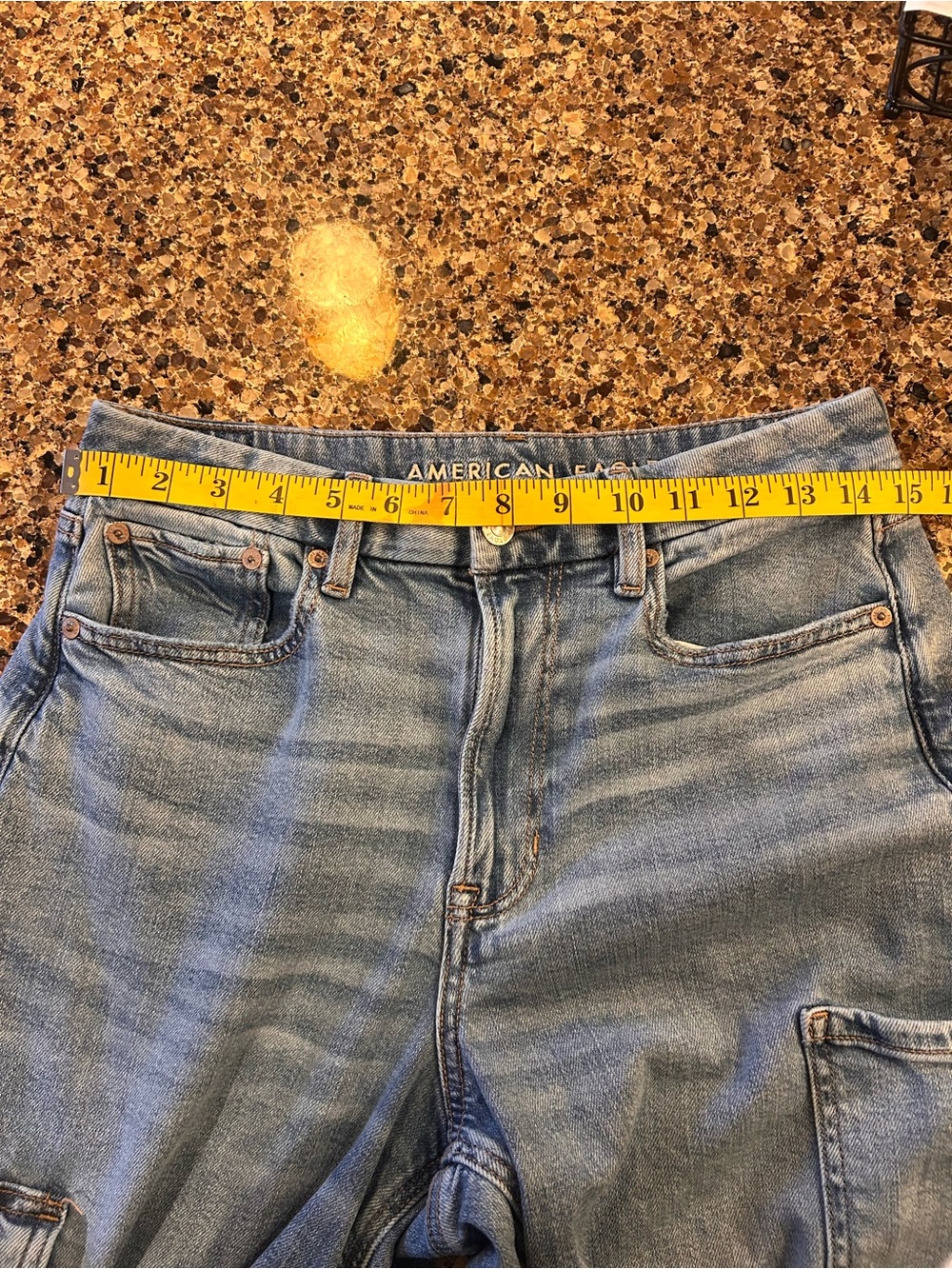 American Eagle Outfitters Light Blue Wide-Leg Cargo Jeans - Picture 9 of 9